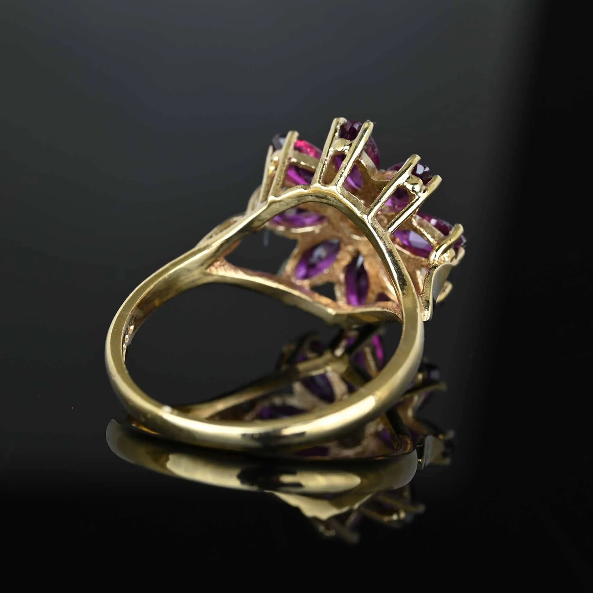Vintage Diamond Pink Tourmaline Flower Cluster Ring