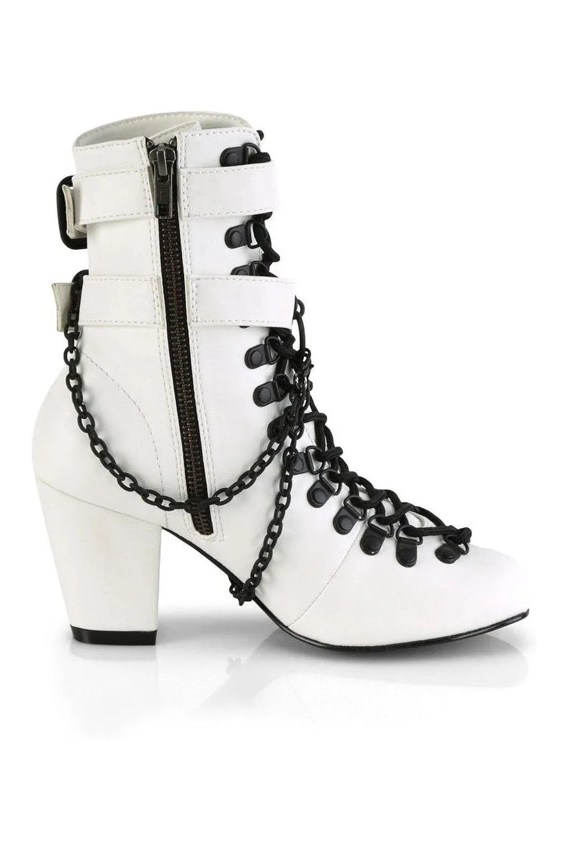 VIVIKA-128 Ankle Boot | White Faux Leather