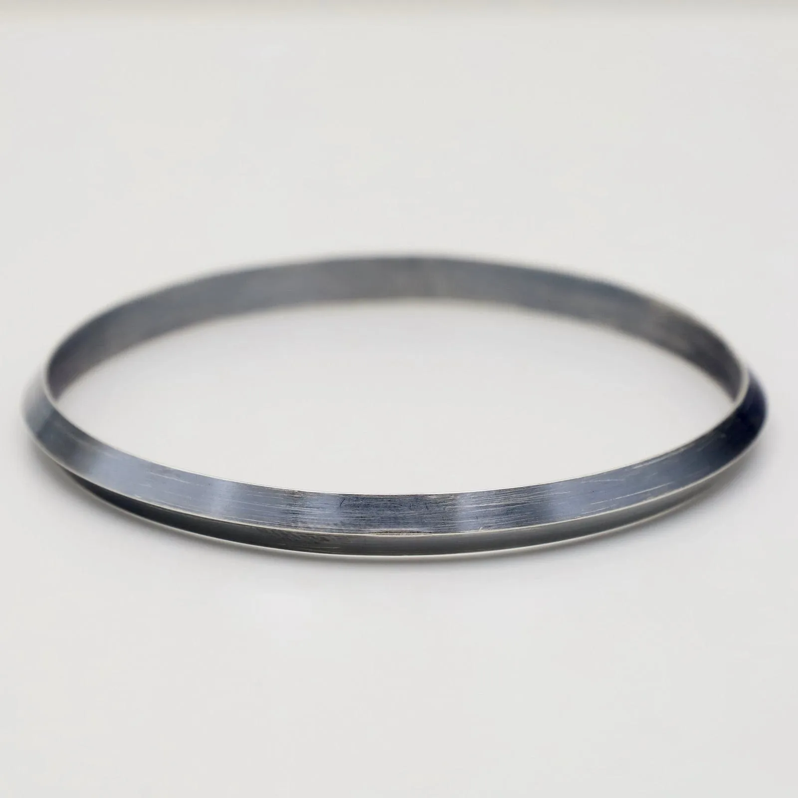Wide Triangle Bangle in Oxidized Silver