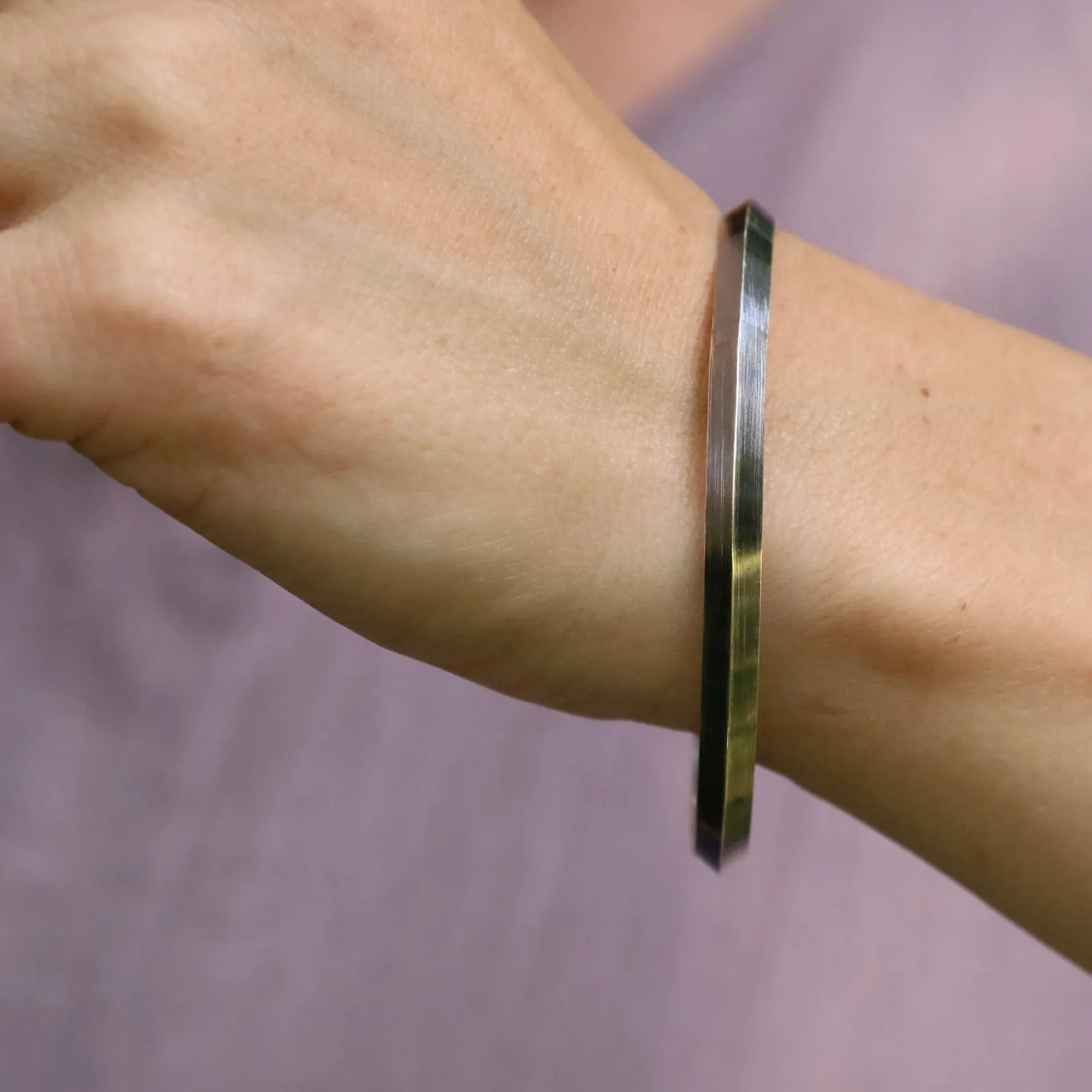 Wide Triangle Bangle in Oxidized Silver