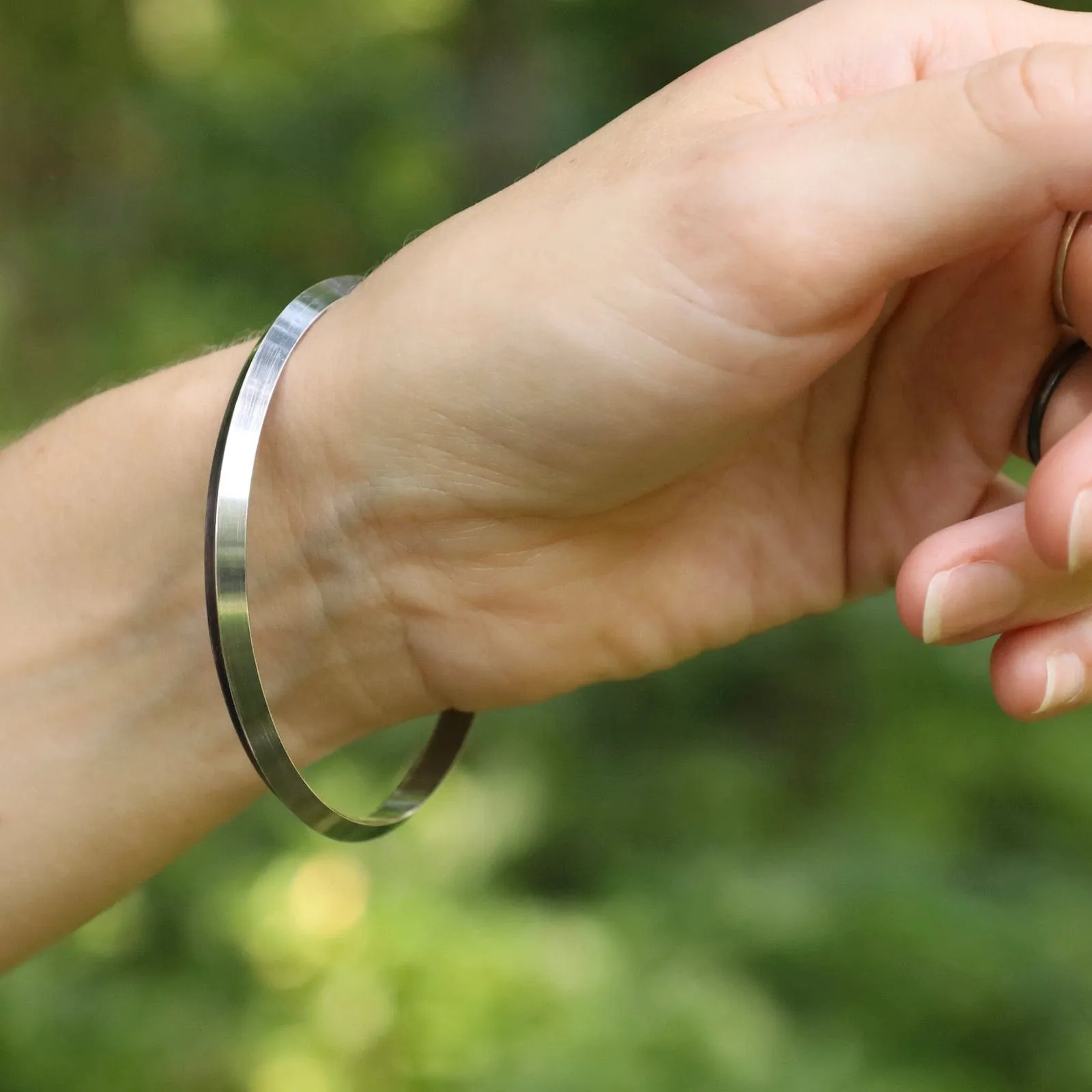 Wide Triangle Bangle in Oxidized Silver
