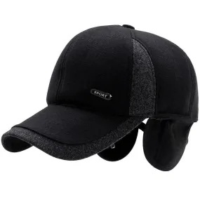 Winter Ears Protected Men Woolen Baseball Cap Women Patchwork Thicker Snapback Sunhat Outdoor Hip Hop Baseball Hats Casquette