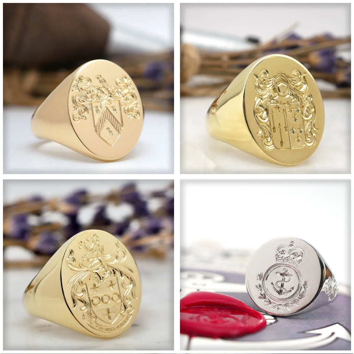 Women's Round Signet Ring - Small - Hand Engraved Family Crest / Logo