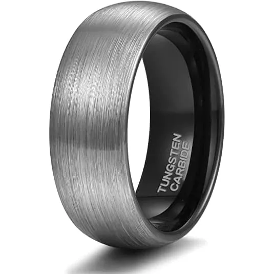 YORK Unisex Domed Tungsten Engagement Wedding Band Brushed Finish - 4mm - 8mm