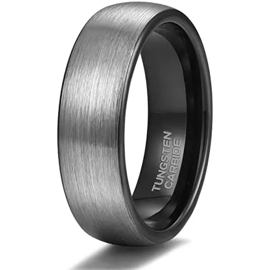 YORK Unisex Domed Tungsten Engagement Wedding Band Brushed Finish - 4mm - 8mm