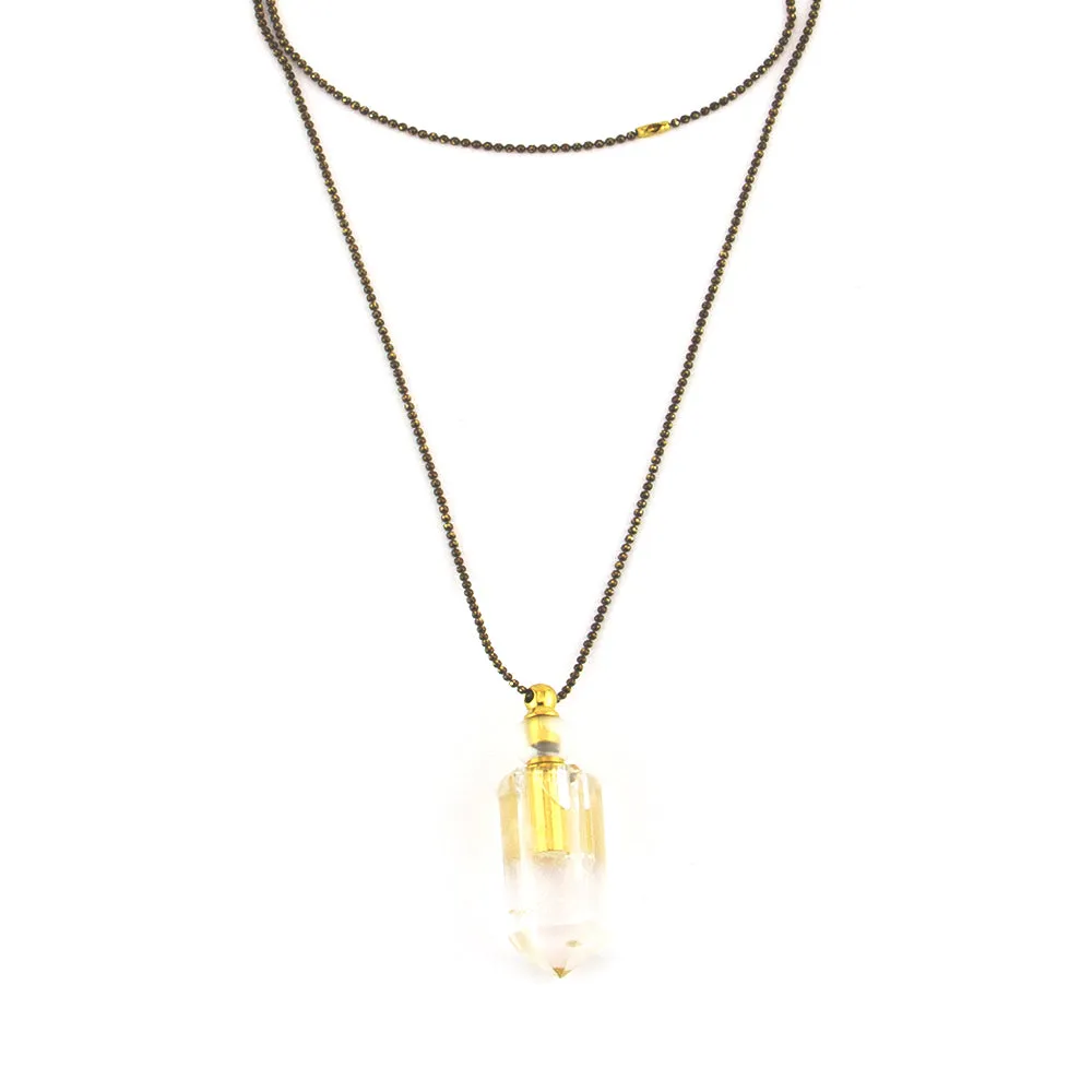 Zarina: Clear Quartz Essential Oil Vessel Necklace