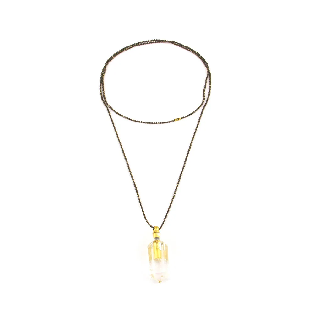 Zarina: Clear Quartz Essential Oil Vessel Necklace