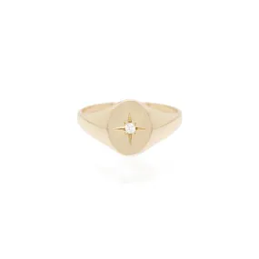 Zoe Chicco 14k Star Set Diamond Oval Signet Ring